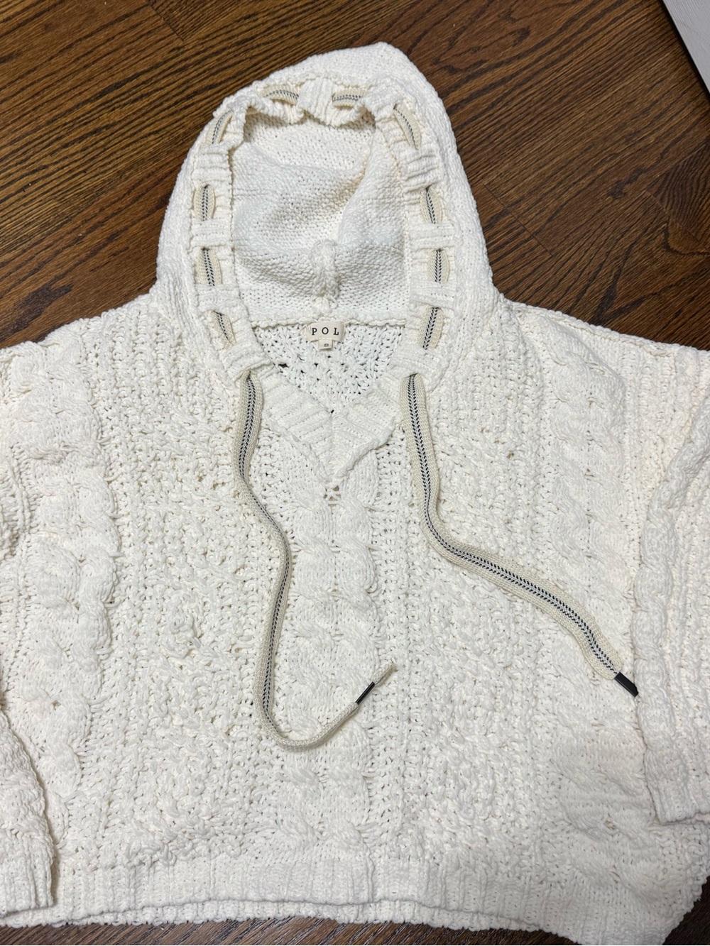 Woman’s Cream Cable-Knit Hoodie Sweater